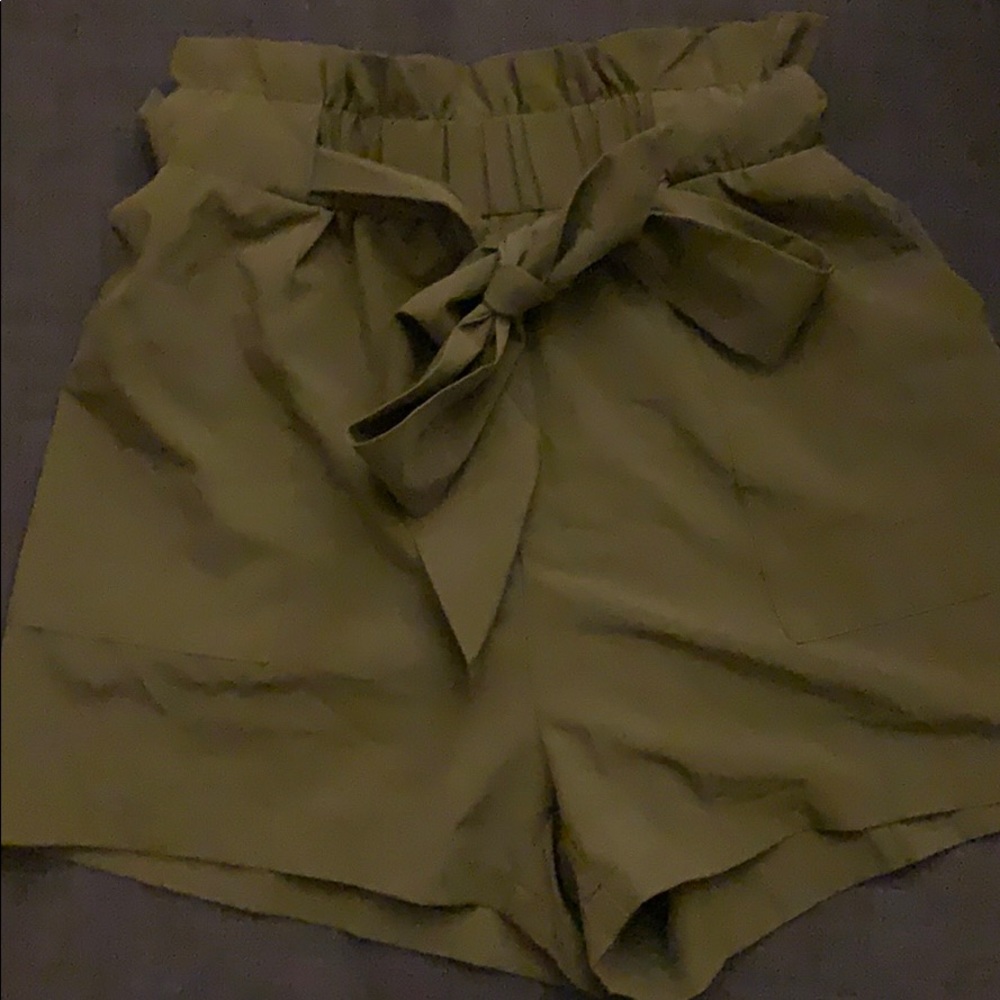 Olive green tie shorts